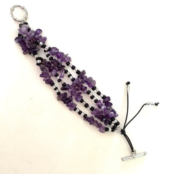 Handmade amethyst multi strand stack bracelet - Picture 5 of 8
